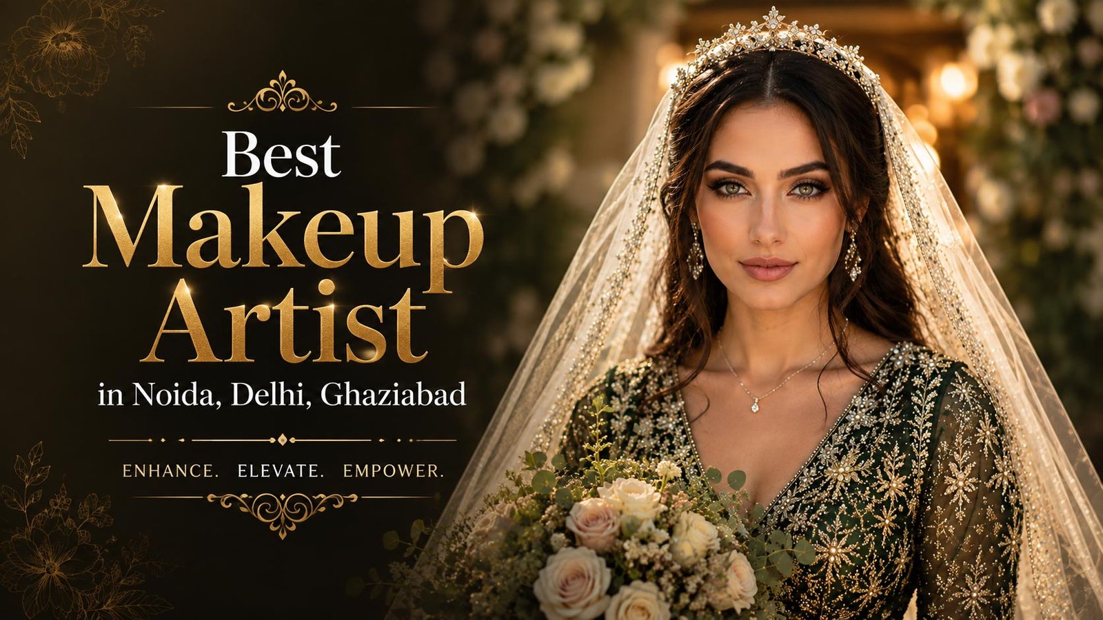 Best makeup artist in Noida Delhi and Ghaziabad featuring a luxury bridal makeup look