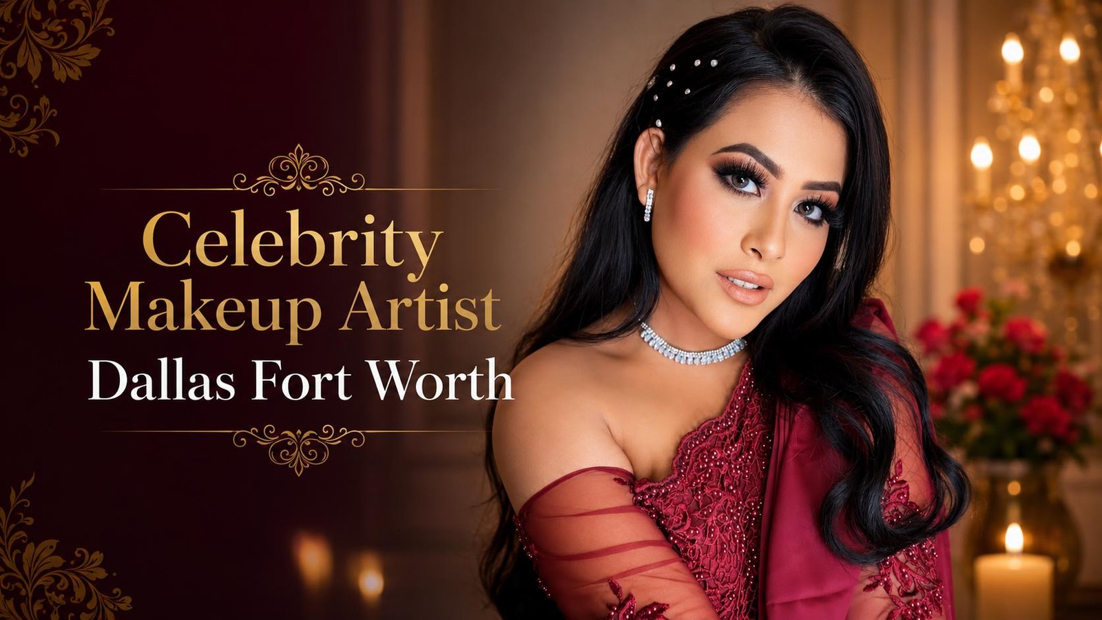 Celebrity makeup artist in Dallas Fort Worth showcasing a glamorous bridal makeup look