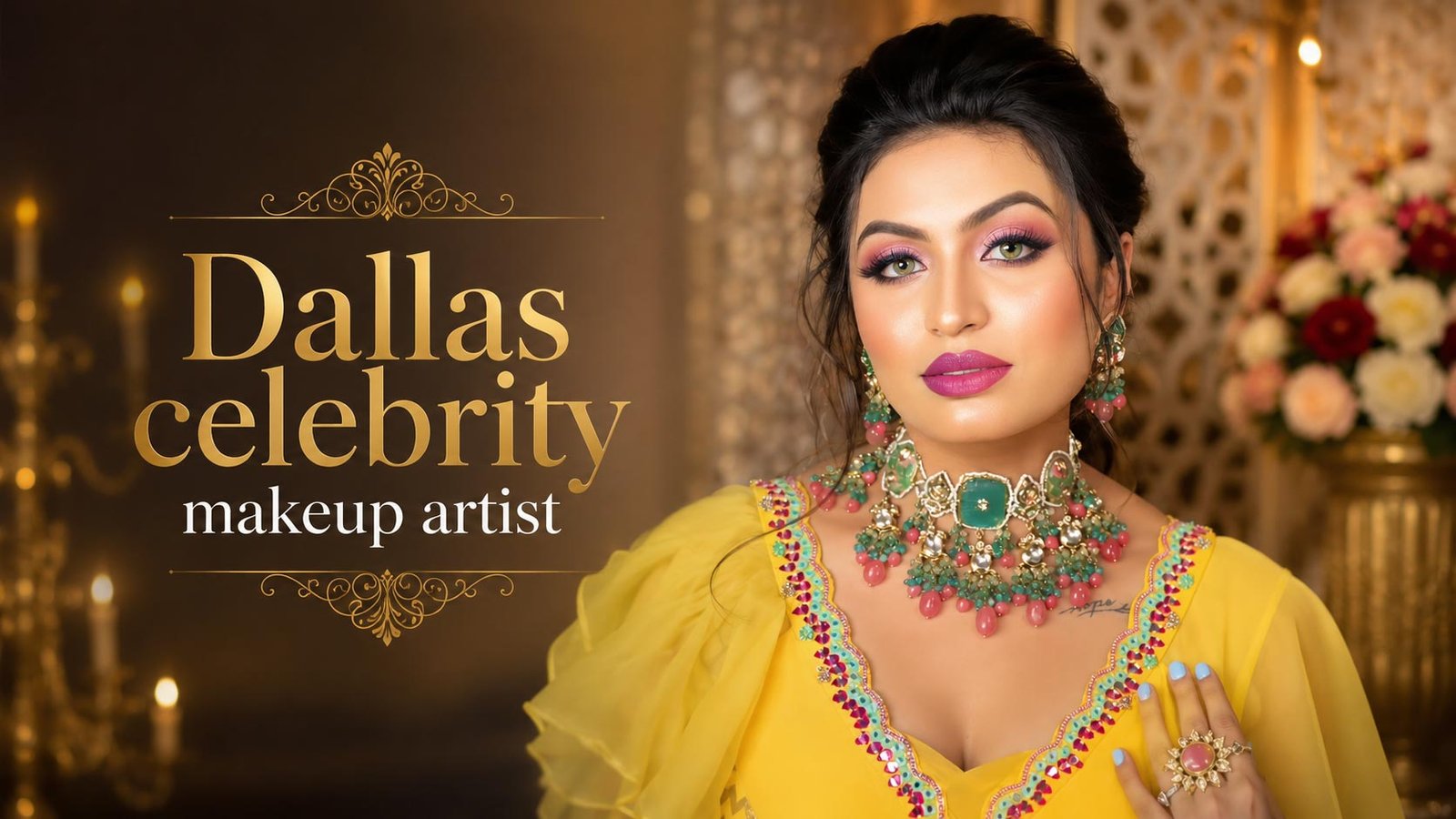 Dallas celebrity makeup artist showcasing a luxury Indian bridal makeup look