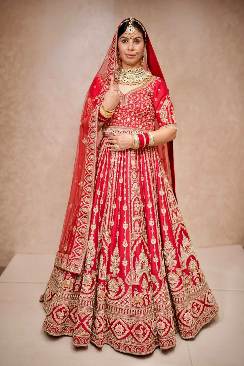 Red Luxe Bridal Lehnga - Image 2