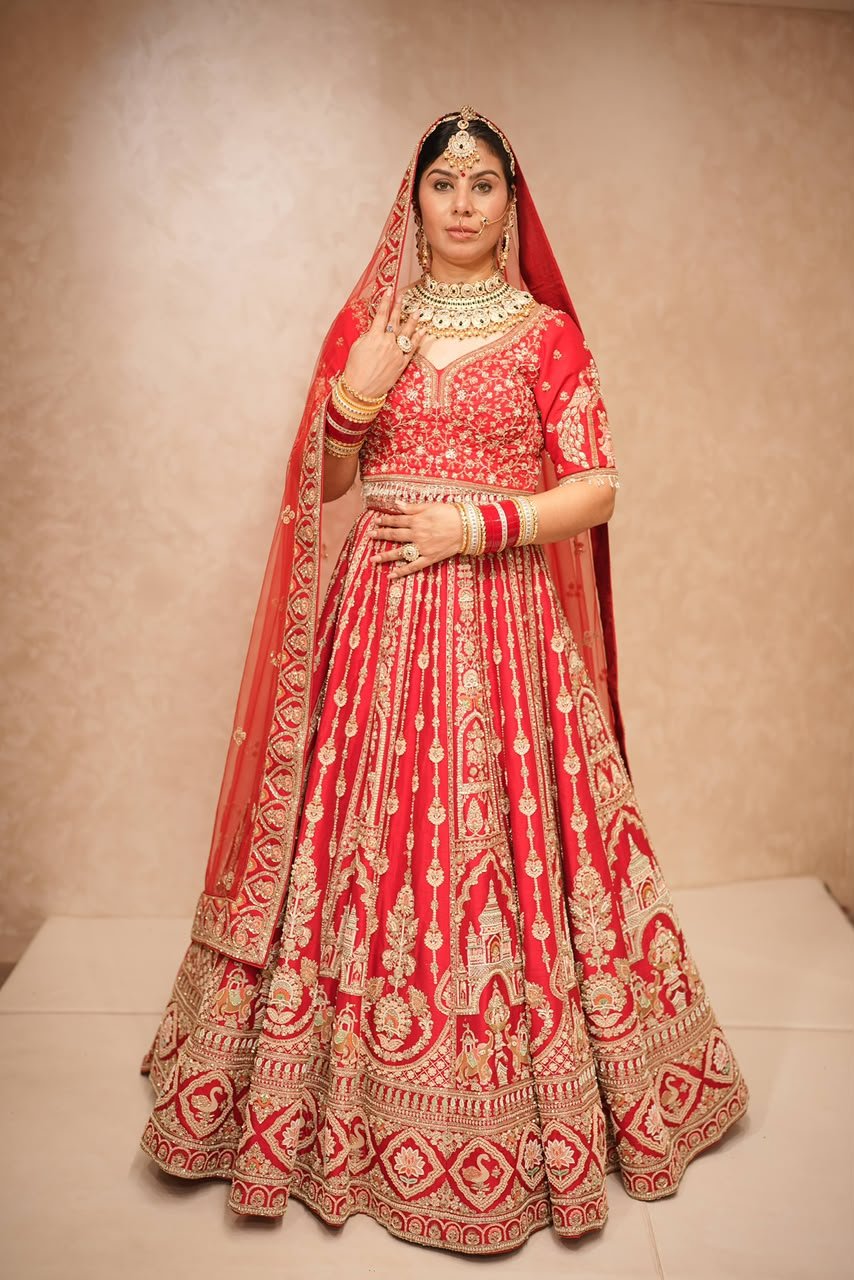 Red Luxe Bridal Lehnga
